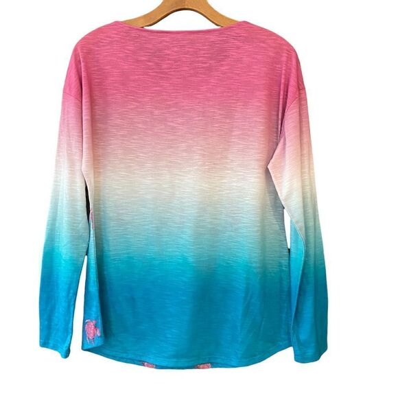 Leoma Lovegrove Sz S Pink Paint Series Ombre Turtle Pattern Long Sleeve T-Shirt - Picture 2 of 8